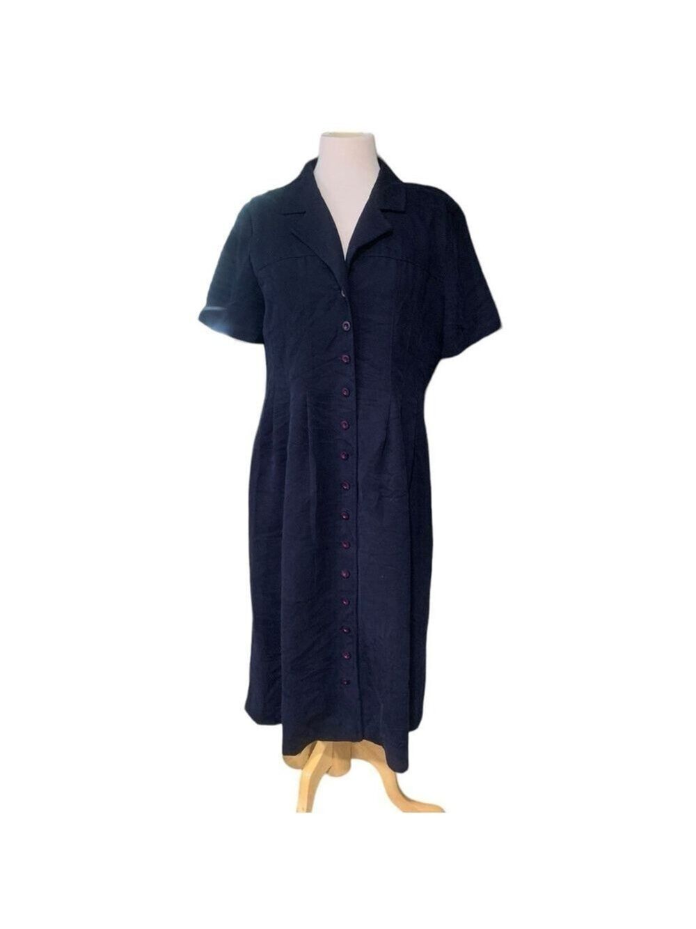 Vintage Jessica Howard fine corduroy button down navy dress size 12